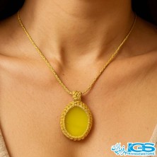 گردنبند عقیق زرد شرف الشمس مکرومه بافی