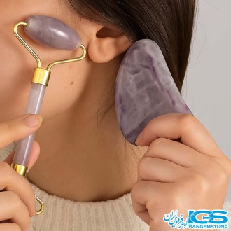 پک ماساژ صورت آمیتیست | رولر و گواشا سنگ طبیعی آرامشبخش