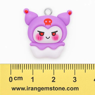 آویز فانتزی طرح خمیری کورومی خرگوشی بنفش مناسب برای ساخت گردنبند و دستبند و گشواره