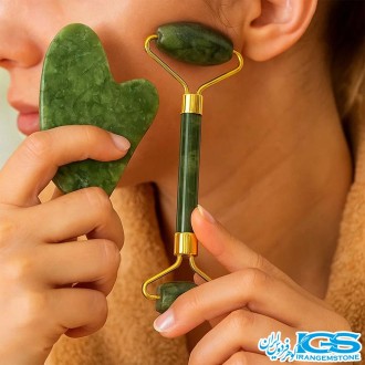 پک ماساژ صورت گواشا و جید رولر سنگ طبیعی یشم سبز | آرامش و جوانسازی پوست