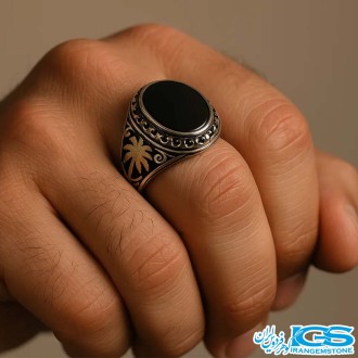 انگشتر نقره سنگ اونیکس عقیق سیاه