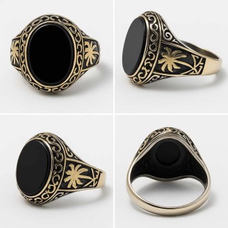 انگشتر نقره سنگ اونیکس عقیق سیاه