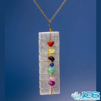 گردنبند استوانه انرژی هفت چاکرا  و سنگ سلنیت