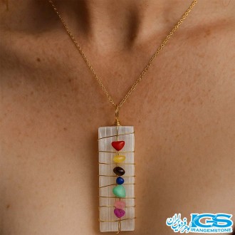 گردنبند استوانه انرژی هفت چاکرا  و سنگ سلنیت