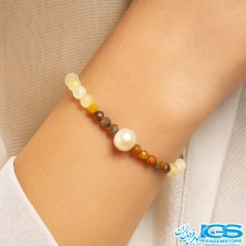 دستبند چشم ببر اصل و سنگ سیترین جواهری | سنگ قدرت و شجاعت