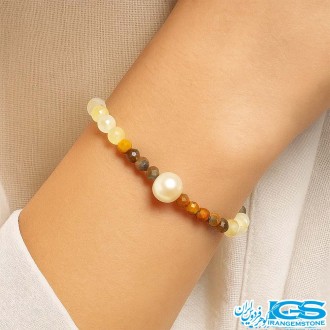 دستبند چشم ببر اصل و سنگ سیترین جواهری | سنگ قدرت و شجاعت