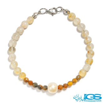 دستبند چشم ببر اصل و سنگ سیترین جواهری | سنگ قدرت و شجاعت