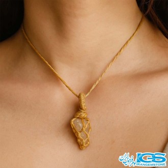 گردنبند سیترین راف مکرومه بافی