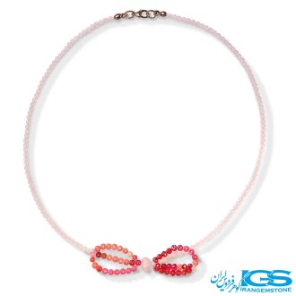 گردنبند تورمالین صورتی جواهری