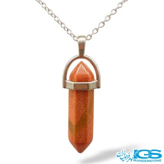 گردنبند منشور سنگ دلربا (با زنجیر استیل) در بک گراند سفید