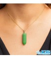 گردنبند منشور آونتورین سبز با زنجیر استیل - سنگ شانس