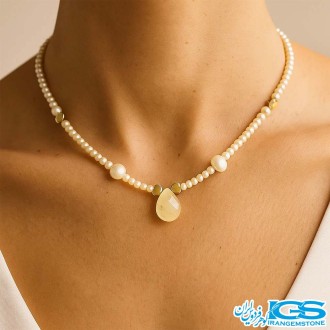 گردنبند سنگ سیترین و مروارید
