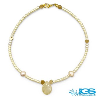 گردنبند سنگ سیترین و مروارید