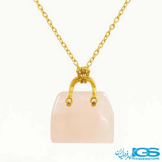 گردنبند رزکوارتز کیف با زنجیر استیل