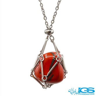 گردنبند جاسپر راف با زنجیر قفسی