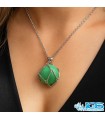 گردنبند سنگ آونتورین سبز با زنجیر استیل