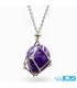 گردنبند سنگ راف قفسی آمیتیست با زنجیر