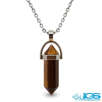 گردنبند منشور سنگ چشم ببر بدون زنجیر