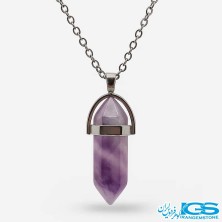 گردنبند سنگ منشور آمیتیست (بدون زنجیر)