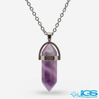 گردنبند سنگ منشور آمیتیست (بدون زنجیر)