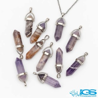 گردنبند سنگ منشور آمیتیست (بدون زنجیر)