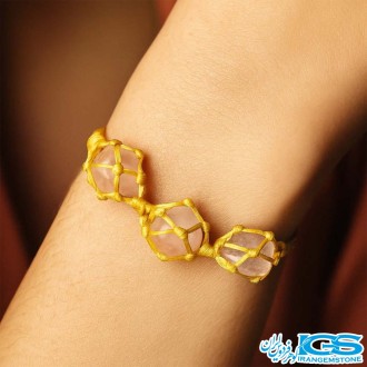 دستبند رزکوارتز مکرومه بافی