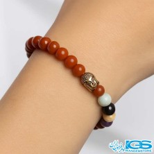 دستبند هفت چاکرا عقیق سرخ با بودا
