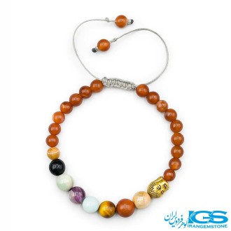 دستبند هفت چاکرا عقیق سرخ با بودا
