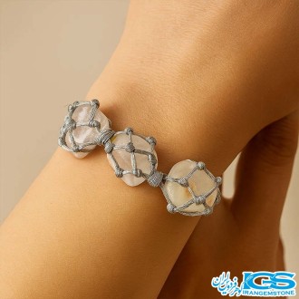 دستبند رزکوارتز مکرومه بافی