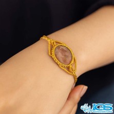 دستبند جاسپر مکرومه بافی فری سایز طرح درخت زندگی