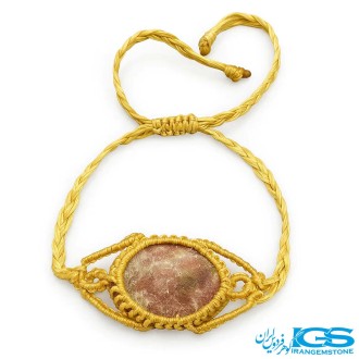 دستبند جاسپر مکرومه بافی فری سایز طرح درخت زندگی