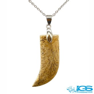 گردنبند سنگ جاسپر زبرا عاج فیل (با زنجیر استیل)