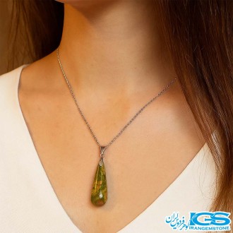 گردنبند سنگ اوناکیت اشک کاهش وزن (با زنجیر استیل)