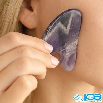 پک ماساژ صورت آمیتیست | رولر و گواشا سنگ طبیعی آرامش‌بخش