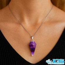 گردنبند آمیتیست شاقول آونگ (با زنجیر استیل)