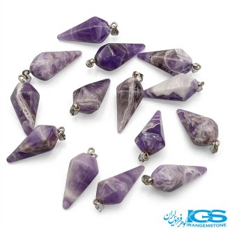 گردنبند آمیتیست شاقول آونگ (با زنجیر استیل)