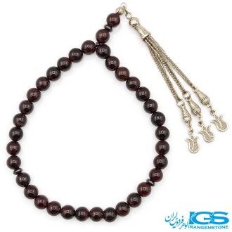 تسبیح گارنت سرخ 33 دانه‌ای | سنگ لعل سرخ، نماد عشق و آرامش