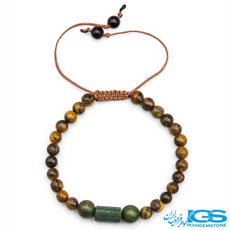 دستبند چشم ببر اصل و سنگ مالاکیت| سنگ قدرت و شجاعت