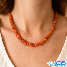 گردنبند کارنلین عقیق سرخ  راف چیپسی کوتاه