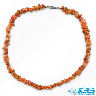 گردنبند کارنلین عقیق سرخ  راف چیپسی کوتاه