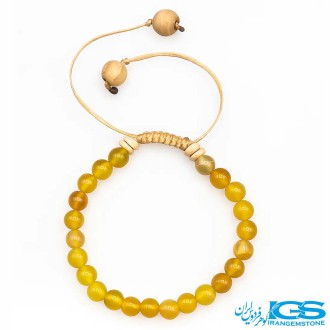 دستبند عقیق زرد مکرومه بافی
