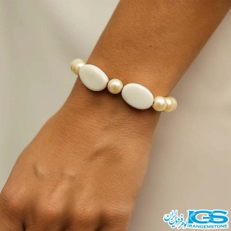 گردنبند سنگ مروارید و صدف تزیینی مکرومه بافی