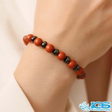 دستبند سنگ جاسپر و حدیدکشی فری سایز