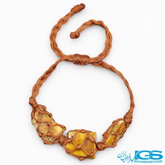 دستبند سنگ چشم ببر راف مکرومه بافی