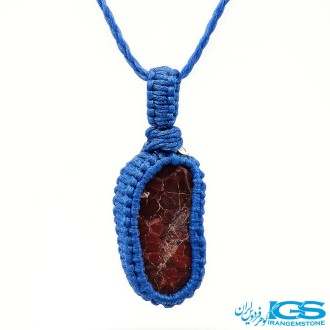 گردنبند سنگ گارنت لعل نارسنگ مکرومه بافی