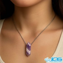 گردنبند سنگ منشور آمیتیست بدون زنجیر