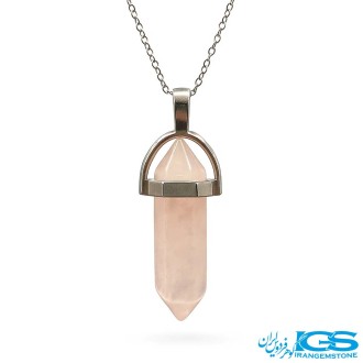 گردنبند رزکوارتز منشور بدون زنجیر