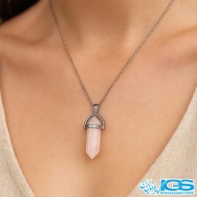 گردنبند رزکوارتز منشور بدون زنجیر