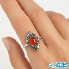 انگشتر نقره کارنلین عقیق ترک سایز 56