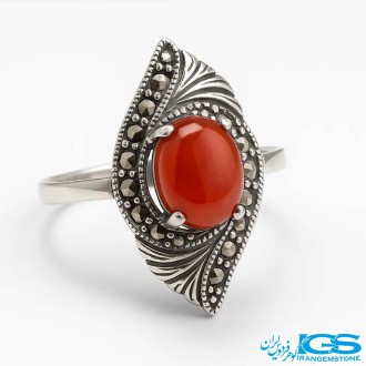 انگشتر نقره کارنلین عقیق ترک سایز 56
